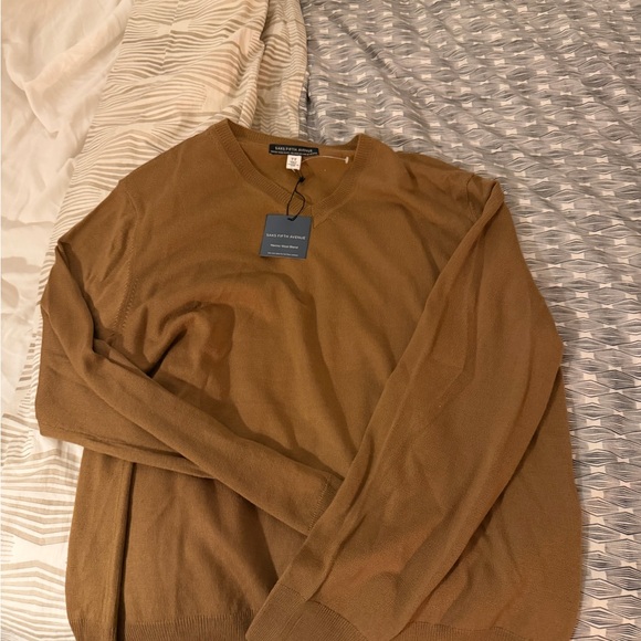 Saks Fifth Avenue Unisex Brown Crewneck Sweater - Picture 2 of 2
